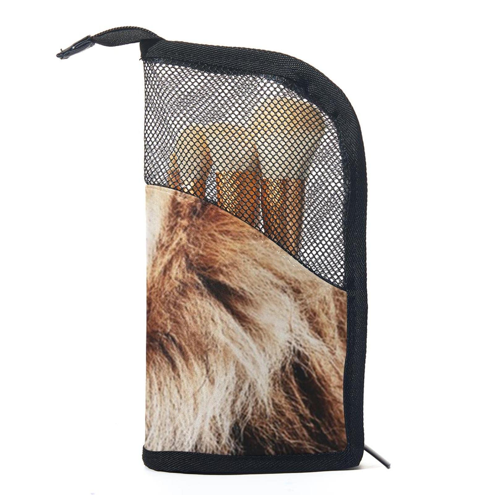 12-Piece Makeup Brush Organizer Bag with Lion Design - Portable Cosmetic Brush Holder Case for Travel, Home & Professional Makeup Artists