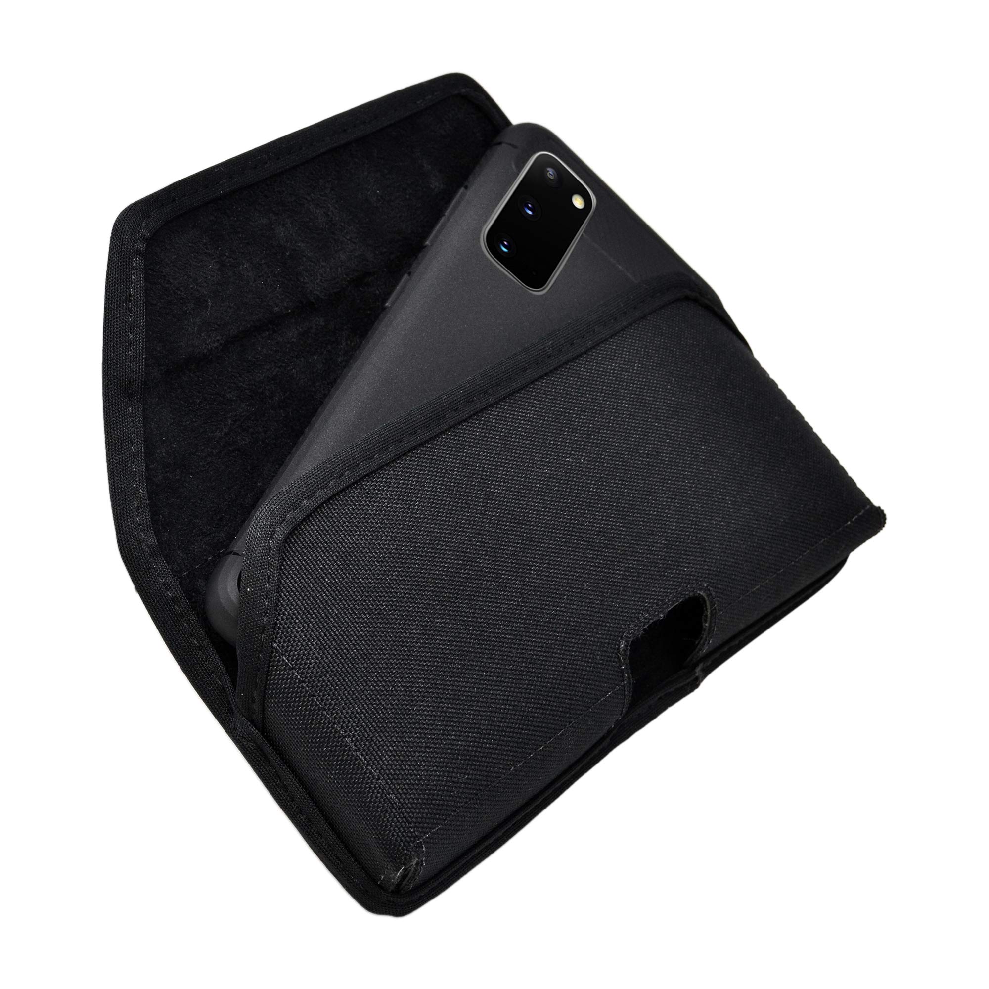 Premium Nylon Phone Holster for Samsung Galaxy S25-S20 – Black Belt Holder for Phones with Slim Cases – Magnetic Closure Pouch with Metal Clip | Perfect for Running, Hiking & Outdoor Activities