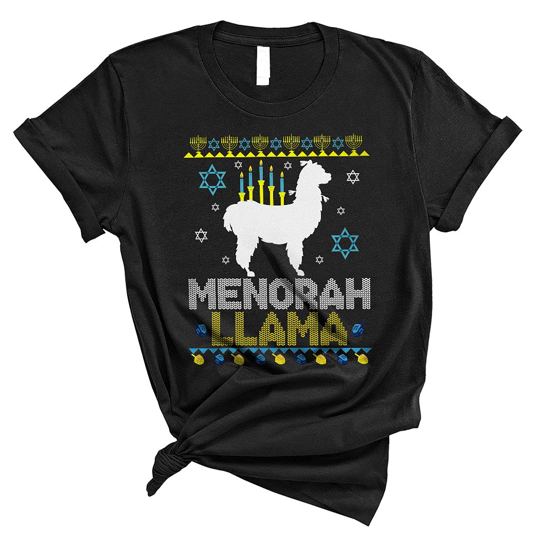 Hanukkah Llama Sweater for Kids - Cute Jewish Menorah Design, Unisex T-Shirt for Chanukah Celebrations | Perfect Hanukkah Gift for Llama Lovers & Holiday Parties