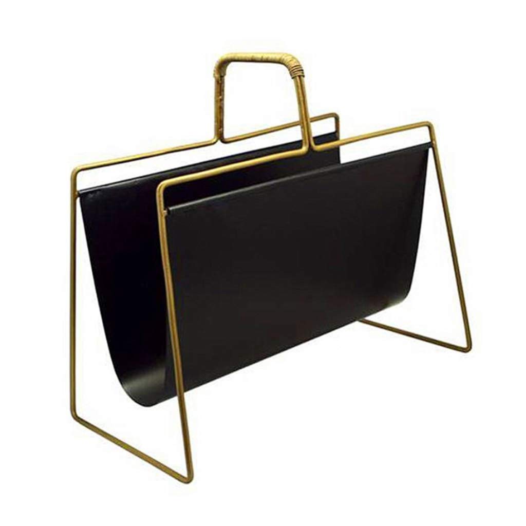 Modern Wrought Iron Magazine Rack - Black Newspaper Basket & Bookshelf Organizer (20