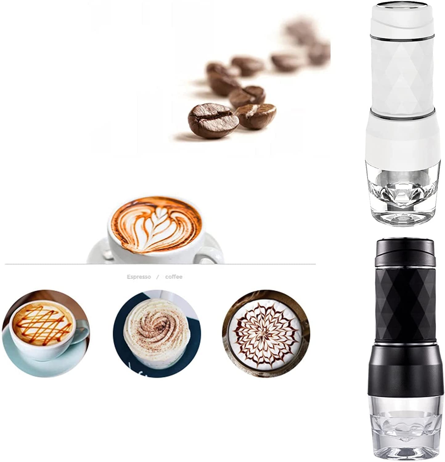 Premium Espresso Machine for Capsule & Ground Coffee - Portable Manual Coffee Maker for Travel, Hiking, Office - Black (2024 Model) | Perfect for Camping Trips & Small Spaces