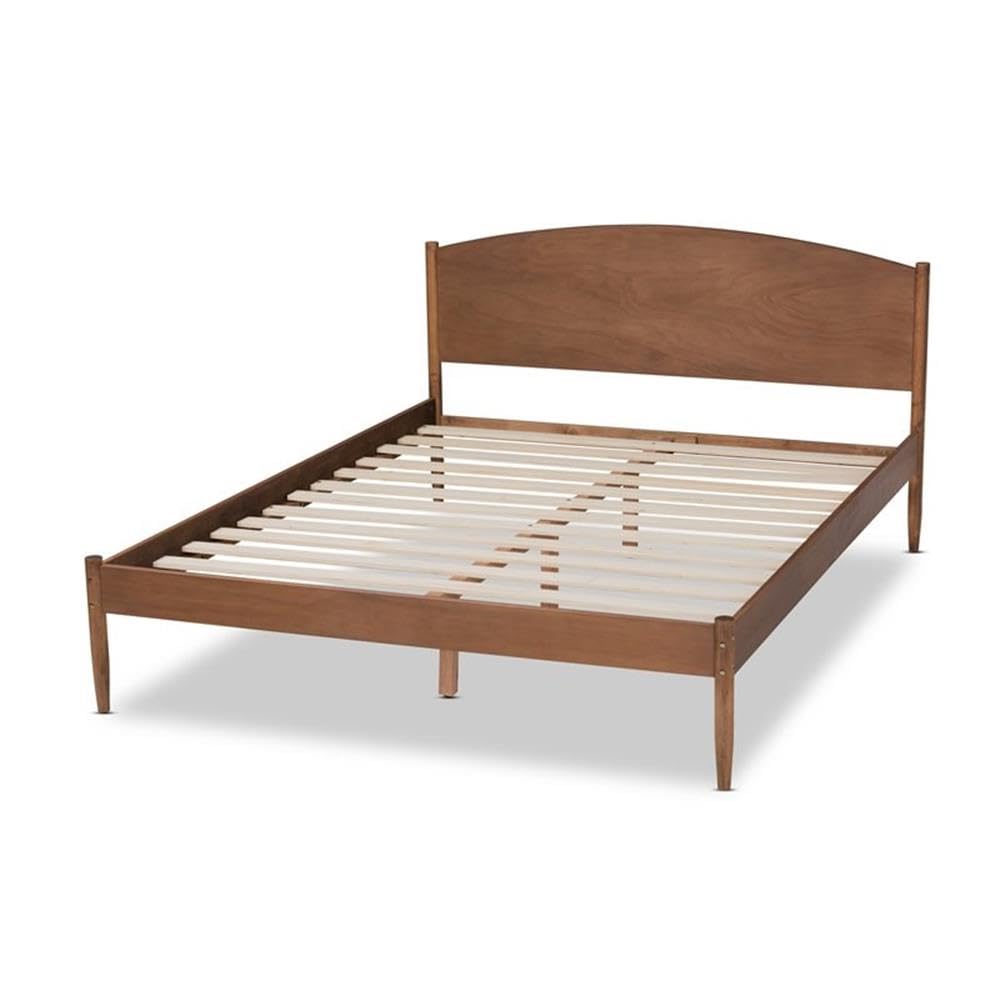 BOWERY HILL Full Size Wood Platform Bed with Ash Brown Finish - Sturdy & Stylish Bed Frame for Modern Bedrooms, Guest Rooms & Dorm Rooms
