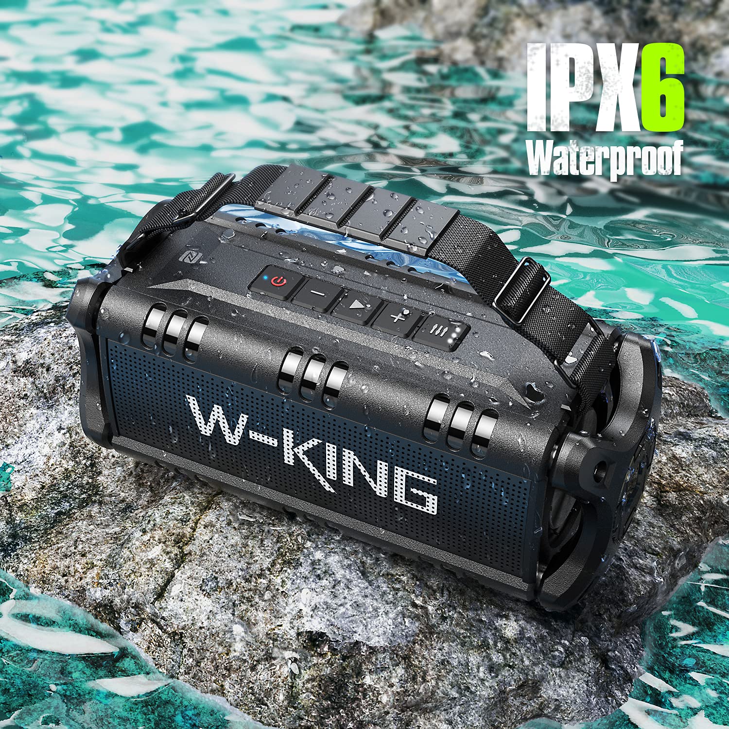 W-KING 90W Bluetooth Speaker with Deep Bass, IPX6 Waterproof, 40H Playtime - Wireless Portable Speaker for Home, Party, Camping, Beach & Outdoor Adventures | Bluetooth 5.0, Stereo Pairing, TF Card & NFC Support