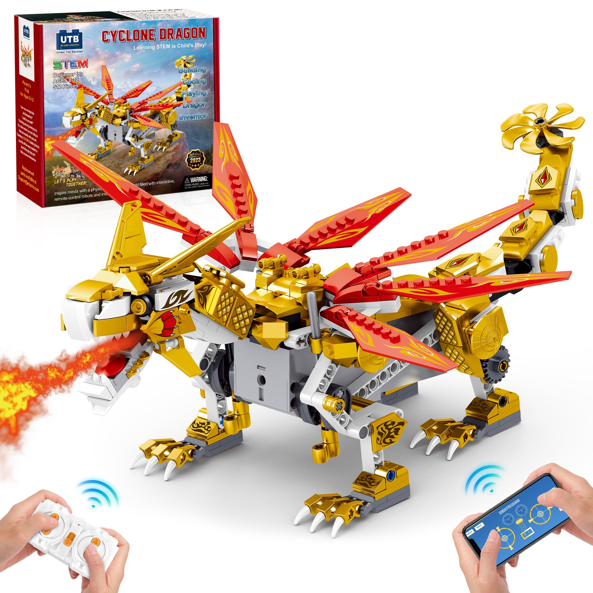 EDUCIRO 512PCS STEM Dragon Building Kit - Remote Control & APP Programmable Coding Toys for Kids Ages 8-14 | Educational Christmas Birthday Gift for Boys & Girls | Perfect for STEM Learning, Creative Play & Family Bonding Activities