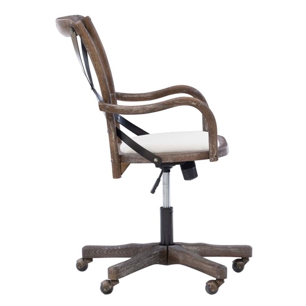 Linon Dudley Adjustable Swivel X-Back Padded Office Chair - Brown Leather Executive Desk Chair for Home, Office & Cafe Use - Ergonomic Comfort for Long Work Hours