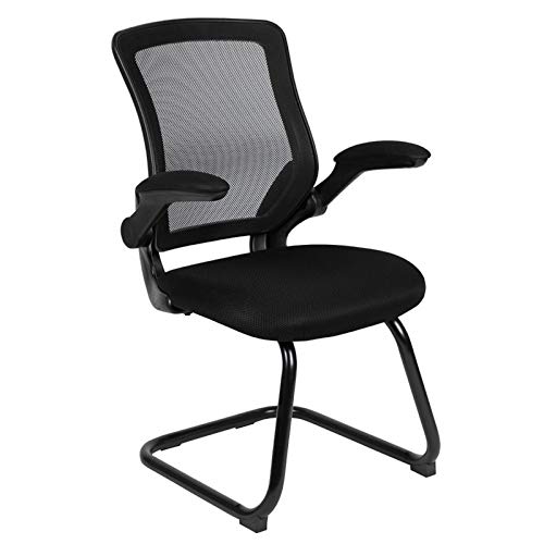 Scranton & Co Black Mesh Sled Base Office Chair - Ergonomic Modern Desk Chair for Home Office, Gaming & Workspace Comfort