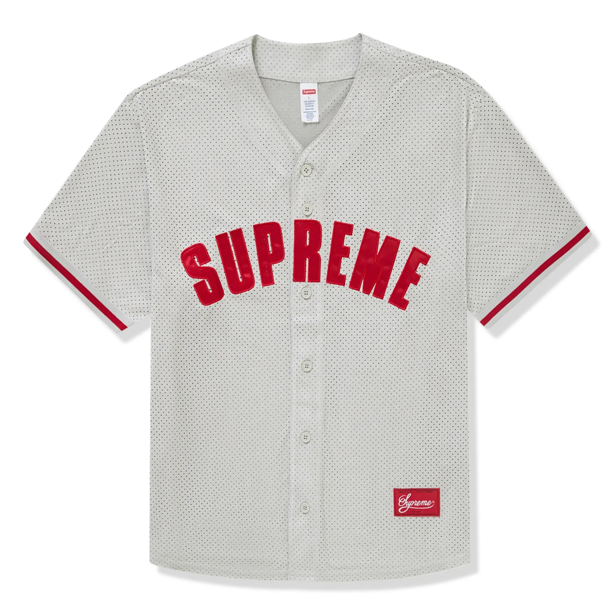 Supreme Ultrasuede Mesh Baseball Jersey - Grey, Stylish & Comfortable for Casual Wear, Sports & Street Fashion