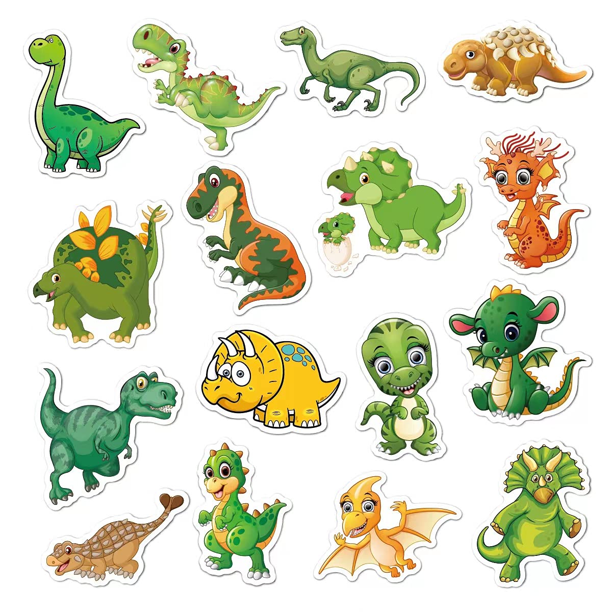 Dinosaur Stickers for Kids - 50 Pack Cute Cartoon Vinyl Waterproof Decals for Water Bottles, Cars, Laptops, Scrapbooks & Luggage - Perfect for Party Favors, Holiday Decor & DIY Crafts (Great for Adults, Teens & Toddlers)