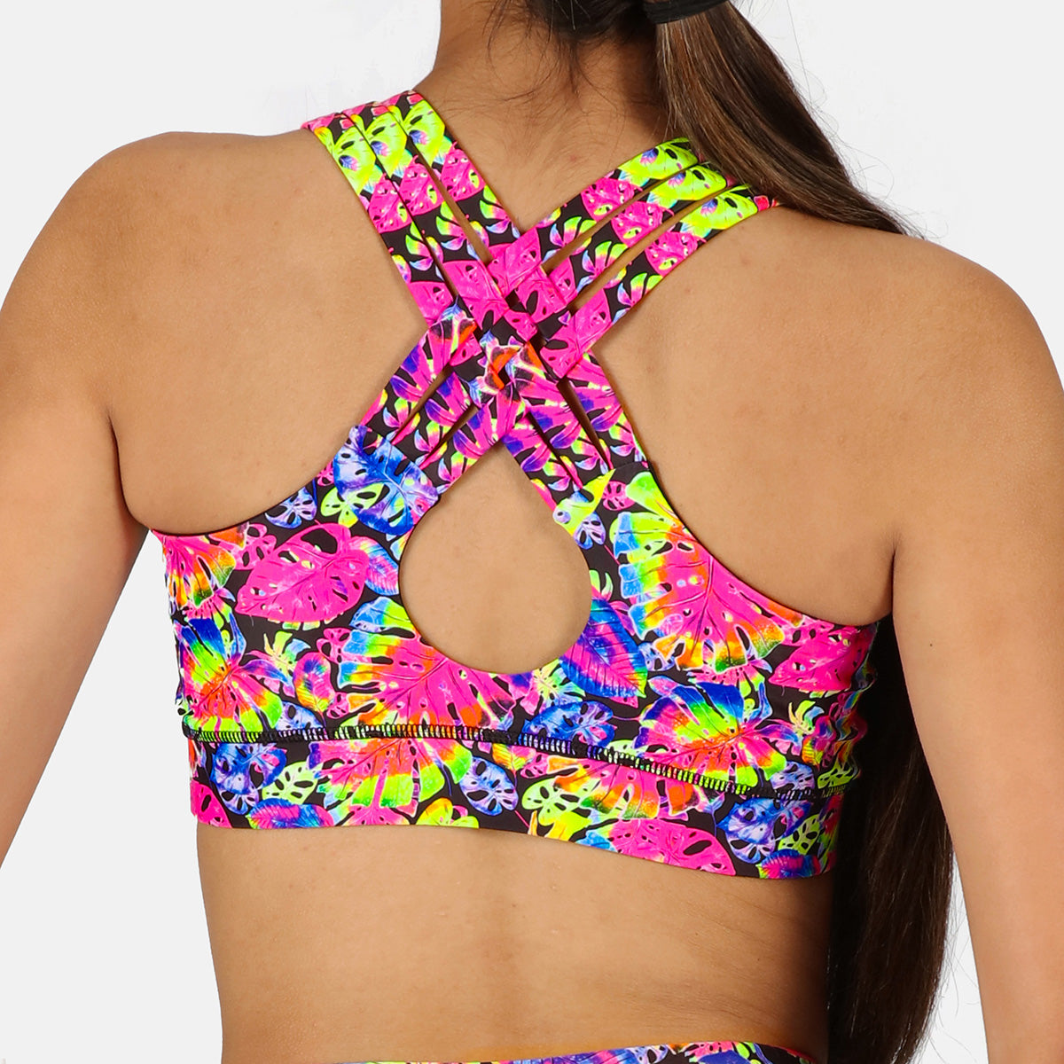 Women's Summer Palm Print Cross Back Bralette - Comfortable & Stylish for Beach, Yoga, and Casual Wear