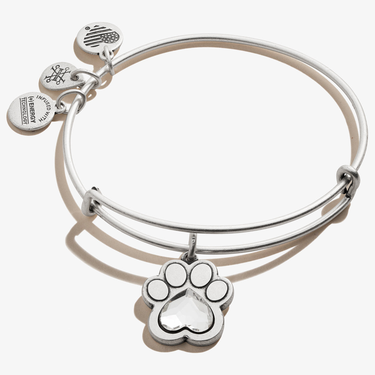 Crystal Paw Print Love Charm Bracelet for Pet Lovers - Perfect Gift for Dog & Cat Owners