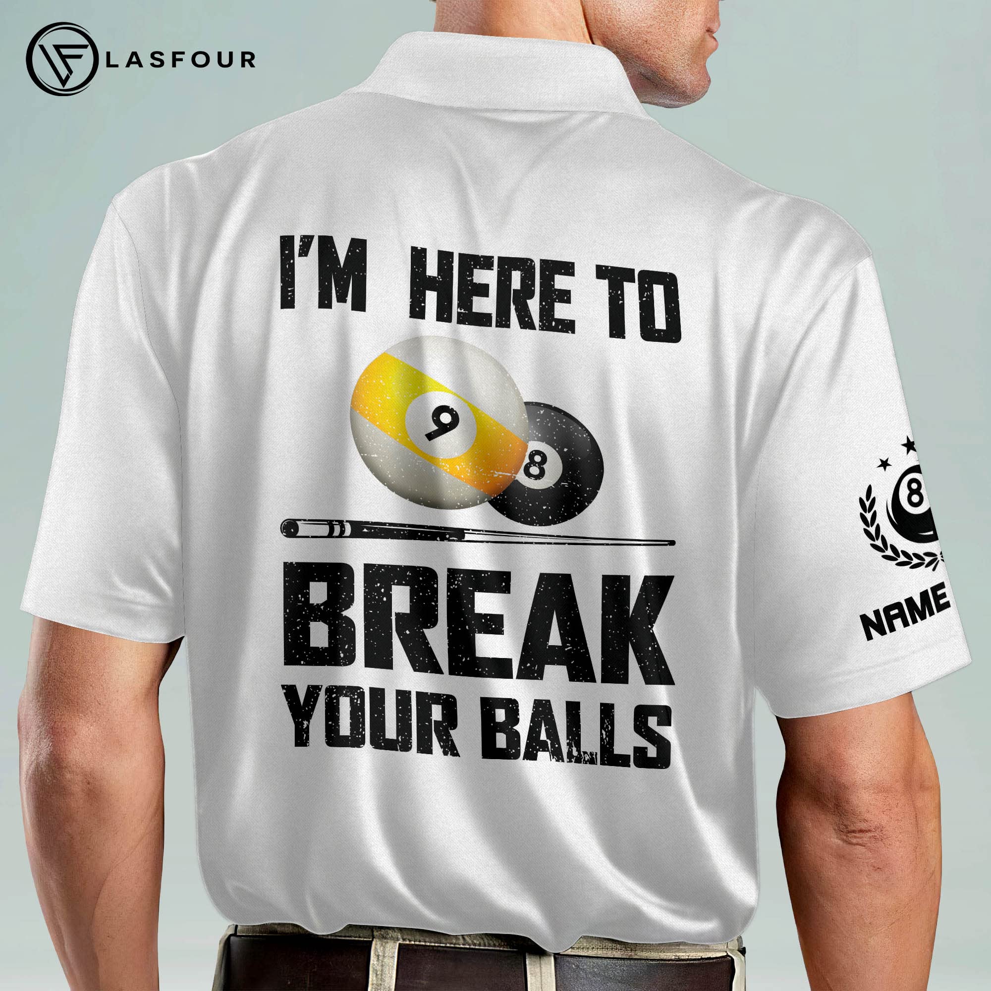 LASFOUR Men's Personalized Funny Billiard Polo Shirts - Moisture Wicking Dry Fit Short Sleeve Shirt for Pool Players - Perfect Gift for Billiards Enthusiasts & Casual Wear