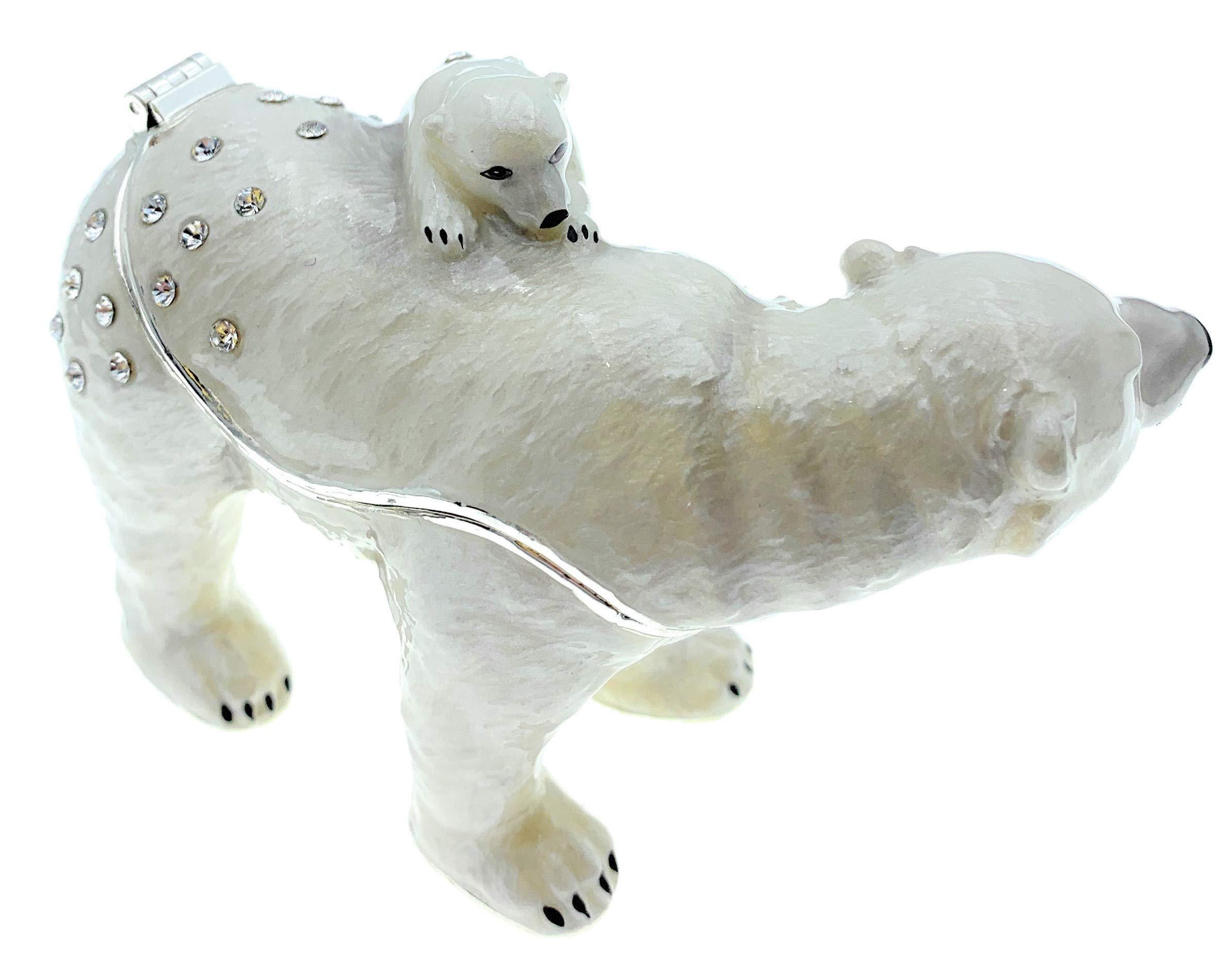 Polar Bear & Cub Trinket Box with Austrian Crystals - Perfect Gift for Collectors