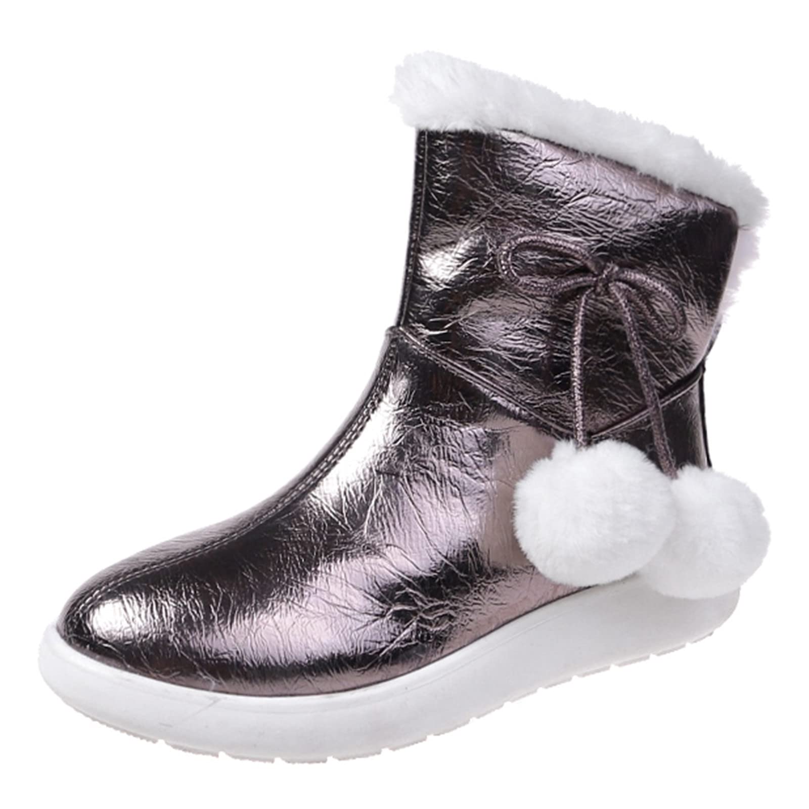 Women's Fuzzy Mid-Length Winter Boots - Soft Warm Snow Boots for Casual Wear & Outdoor Activities | Cozy Cotton Lined Shoes for Cold Weather, Snow Days & Fashionable Winter Outfits