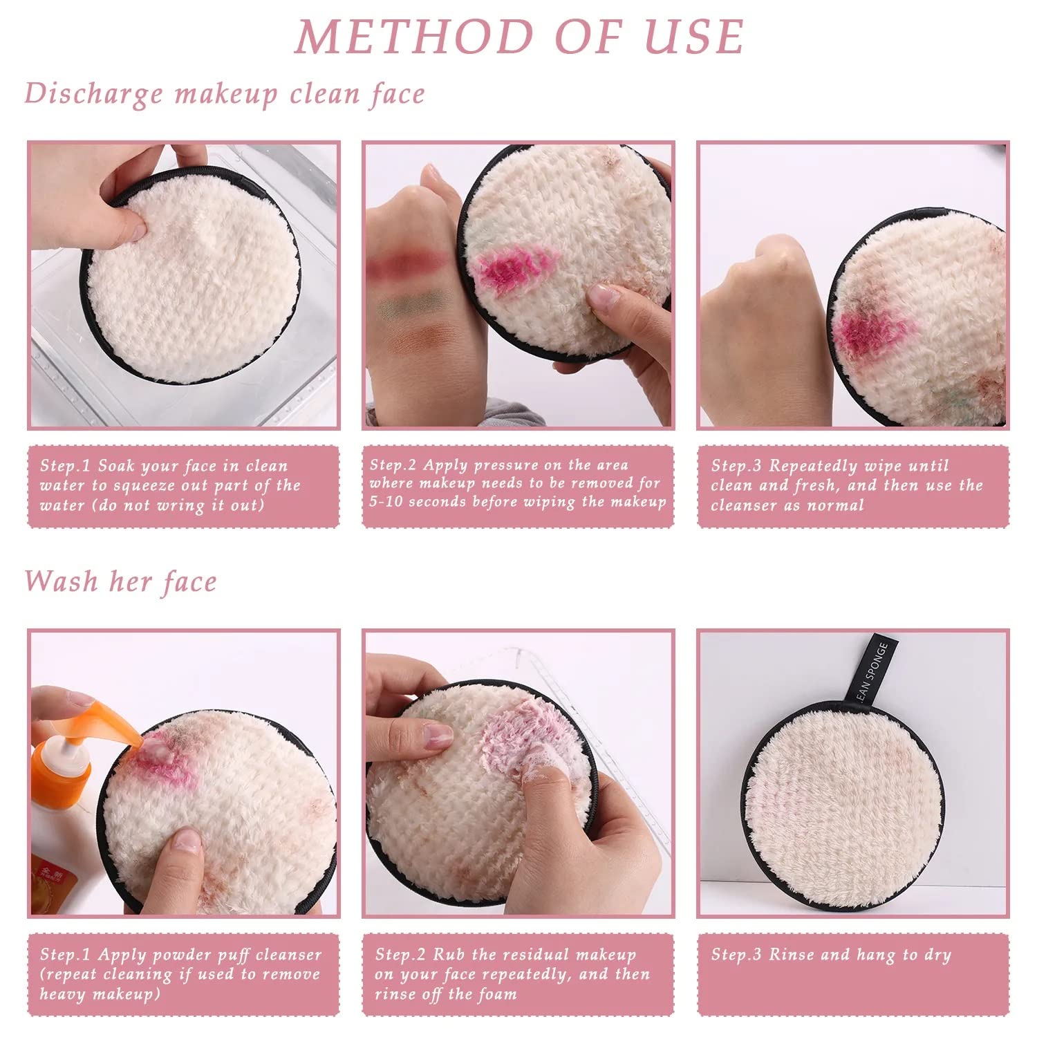 KitchenFest® Reusable Microfiber Makeup Remover Pads - Gentle Face Cleansing for Foundation, Mascara & Eyeliner - Washable Cosmetic Puffs (Pack of 3) - Perfect for Travel, Daily Skincare & Eco-Friendly Beauty Routine