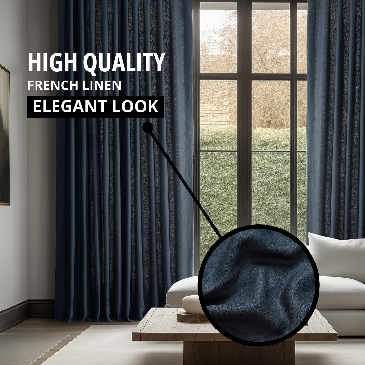 Premium French Linen Blackout Curtains 108