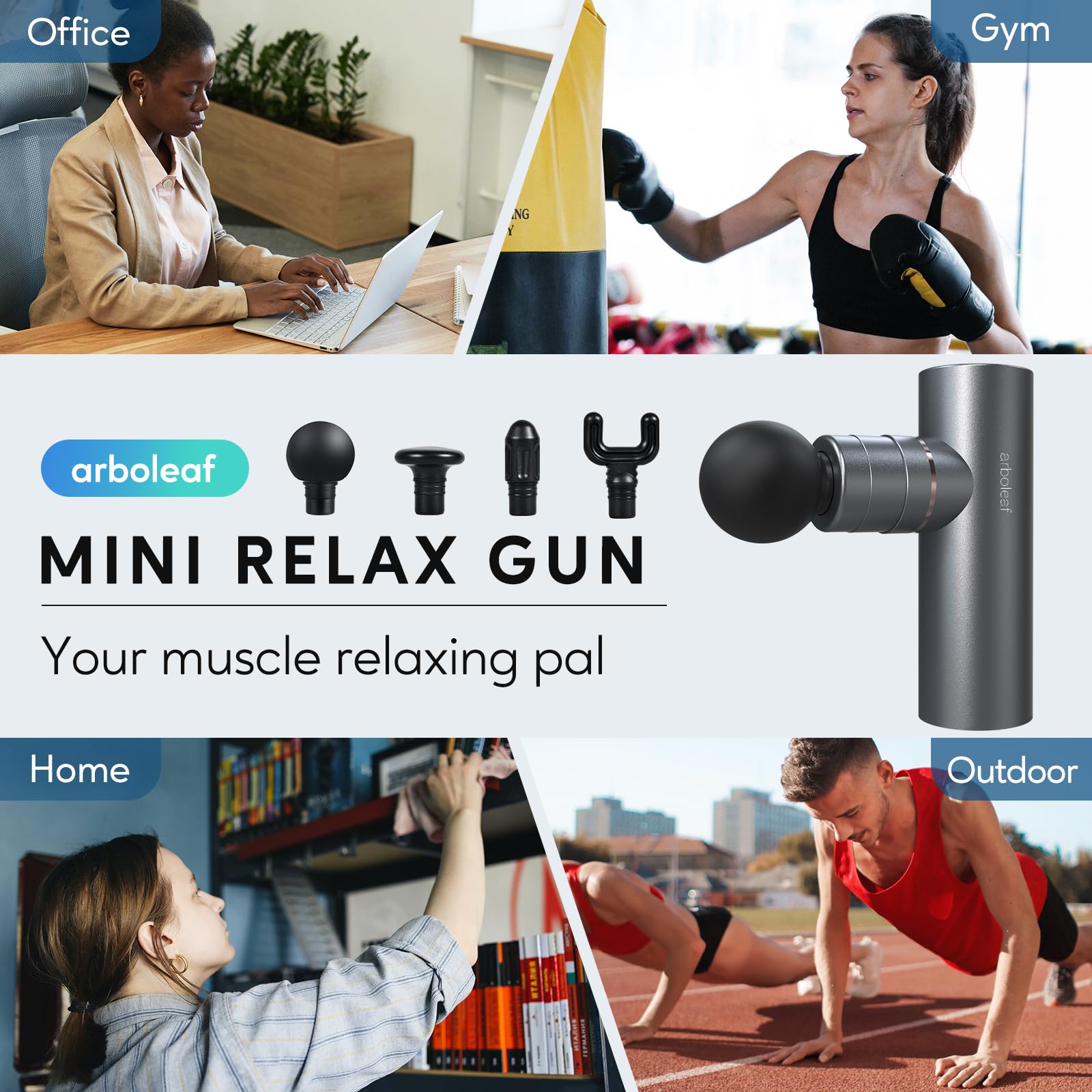 Arboleaf Deep Tissue Massage Gun - FSA HSA Eligible, Full-Metal Electric Percussion Massager with Carrying Case for Back Pain, Muscle Recovery & Relaxation | Portable Handheld Massage Device for Athletes, Office Workers & Home Use - Perfect for Post-Workout, Stress Relief & Muscle Therapy