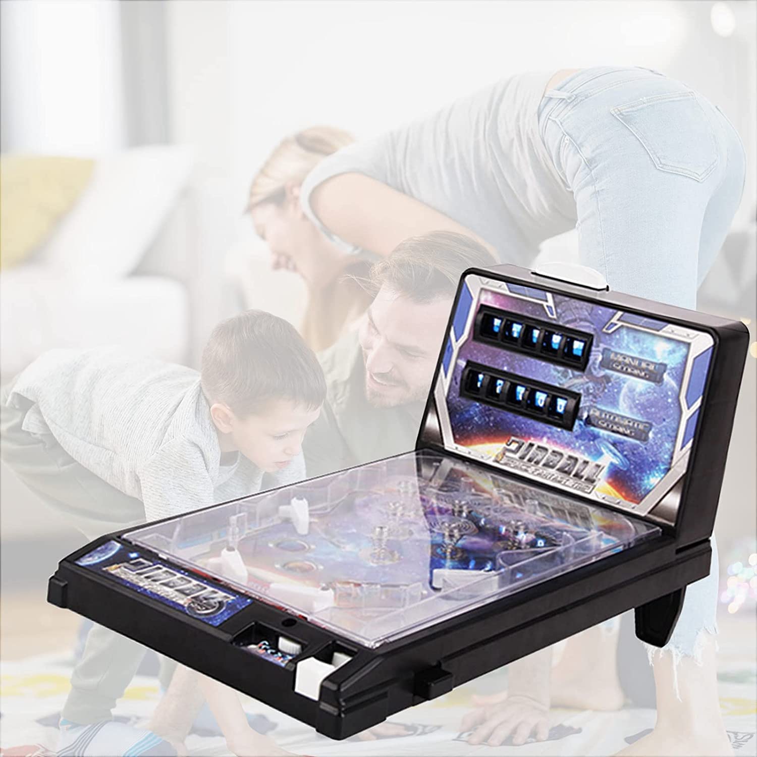 ZXKYZR8 Retro Arcade Pinball Machine for Kids & Adults - Mini Tabletop Electronic Super Pinball Game with Lights & Sounds | Fun Parent-Child Puzzle Game for Family Game Nights & Birthday Parties