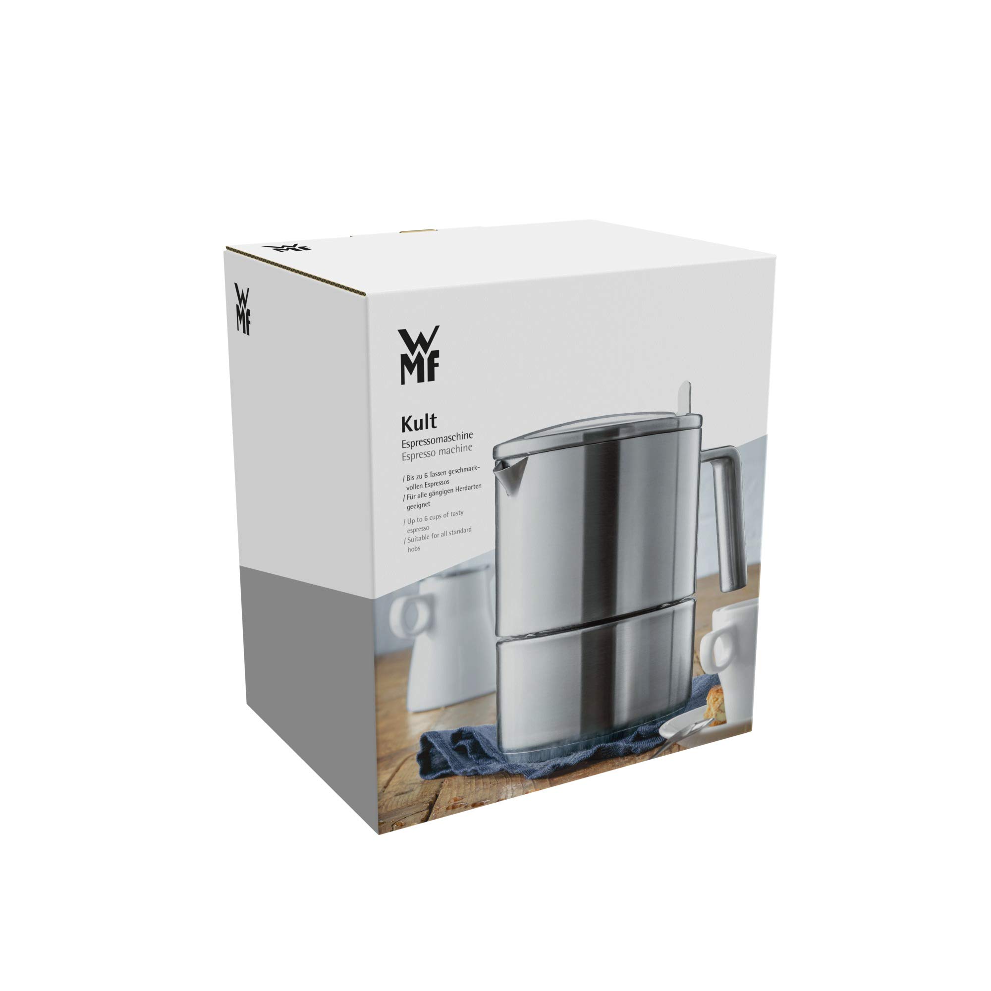 WMF Kult 6-Cup Espresso Maker, Stainless Steel Coffee Machine - Perfect for Home Brewing & Entertaining Guests