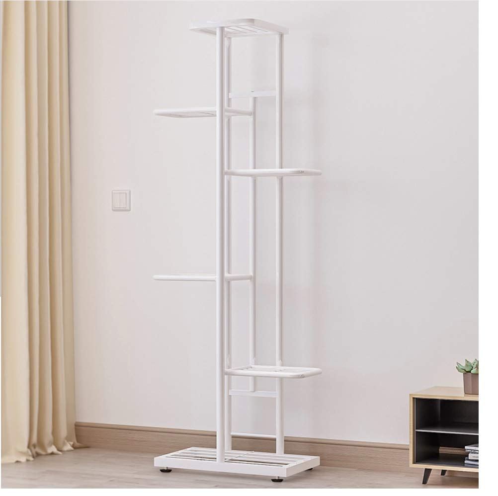6-Tier Metal Plant Stand for Indoor Flowers - Classic White Planter Display Holder for 7 Pots - Perfect for Home, Office & Garden Decor