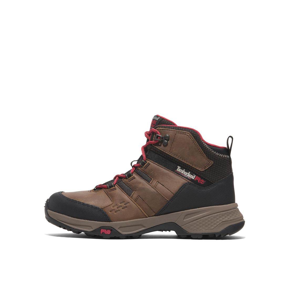 Switchback Lt 6 Inch Steel Toe Work Boots for Men - Brown/Red Safety Shoes - OSHA Compliant Work Boots for Construction, Warehouse & Outdoor Jobs