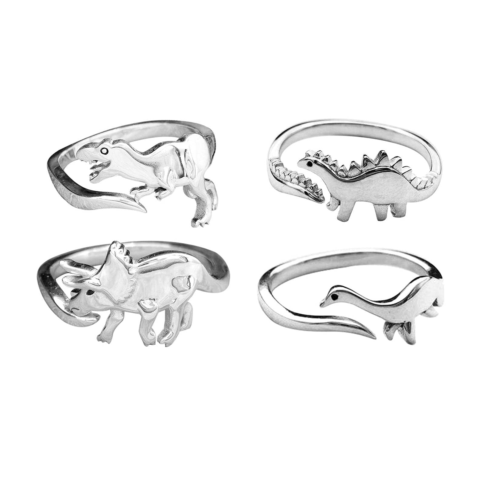 Adjustable Silver Dinosaur Ring for Women - Cute Love Band Gift - One Size Fits All - Perfect for Valentine's Day, Anniversary & Everyday Fashion Jewelry