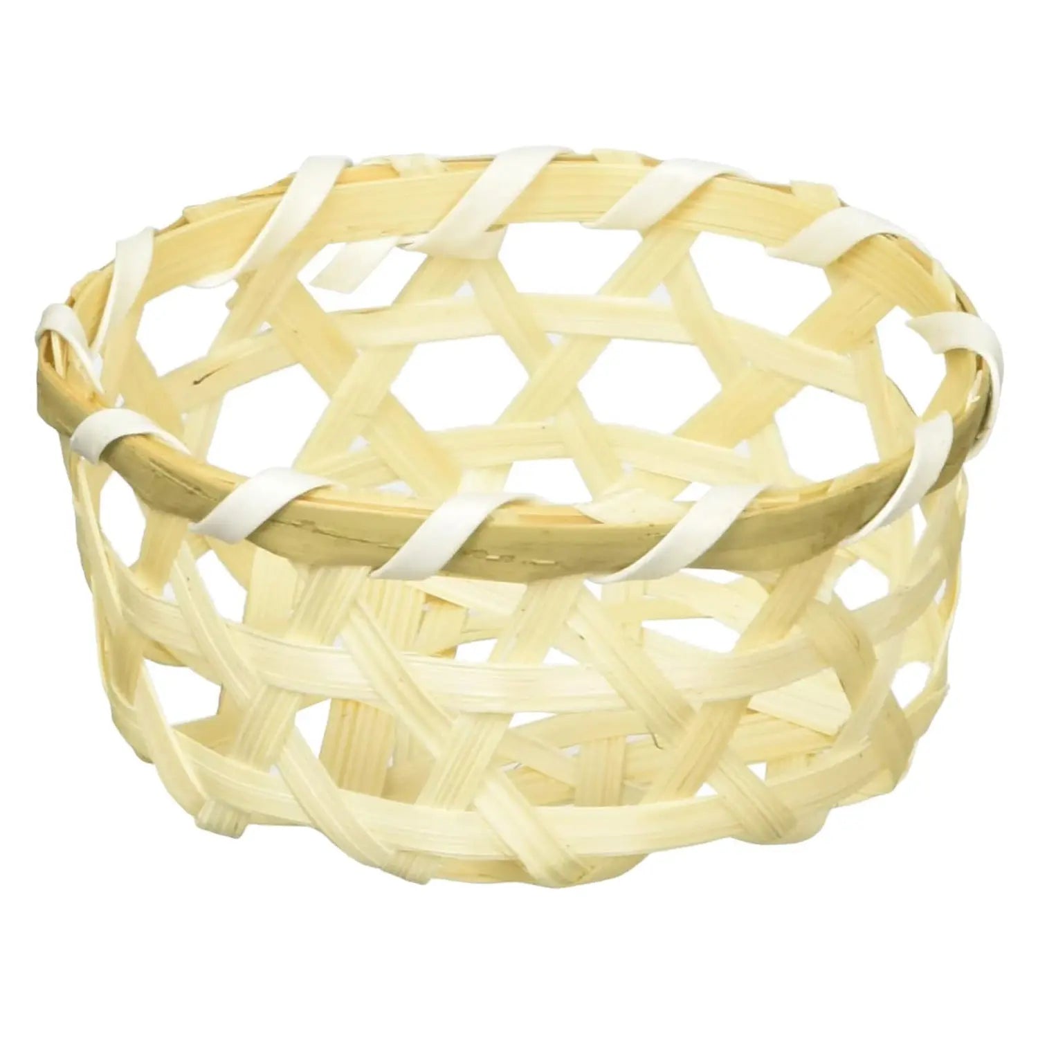 Manyo Bamboo Small Round White Serving Basket - Eco-Friendly & Durable for Snacks, Bread, or Party Appetizers
