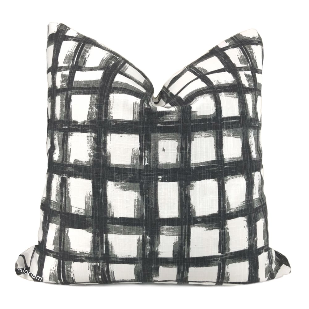 Murphy Black and White Brushstroke Checkered Pillow Cover - Modern Abstract Design for Sofa, Bed, and Home Decor