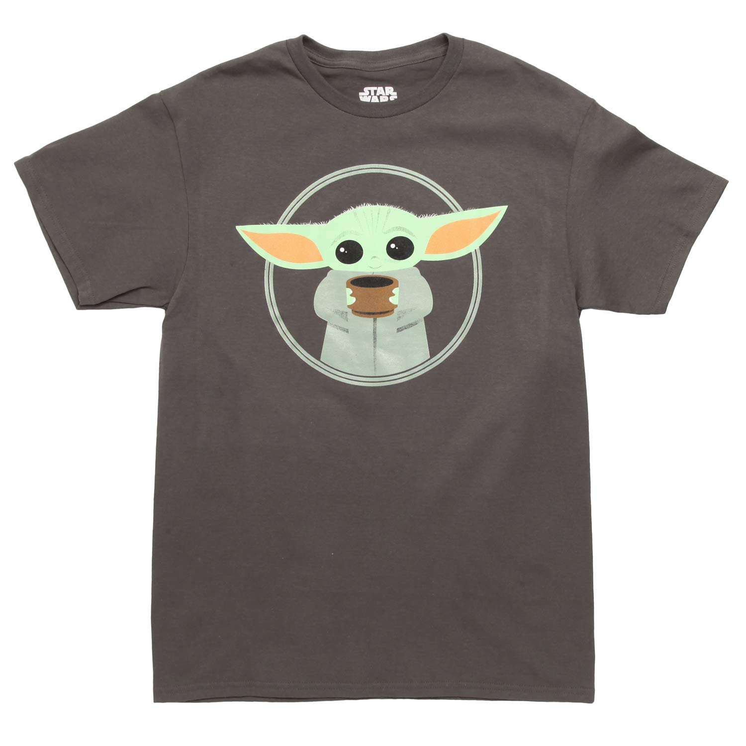 Star Wars The Mandalorian Grogu The Child Drinking Soup Chibi Style Graphic T-Shirt for Adults | Cool Pop Culture Tee for Fans, Cosplay & Casual Wear