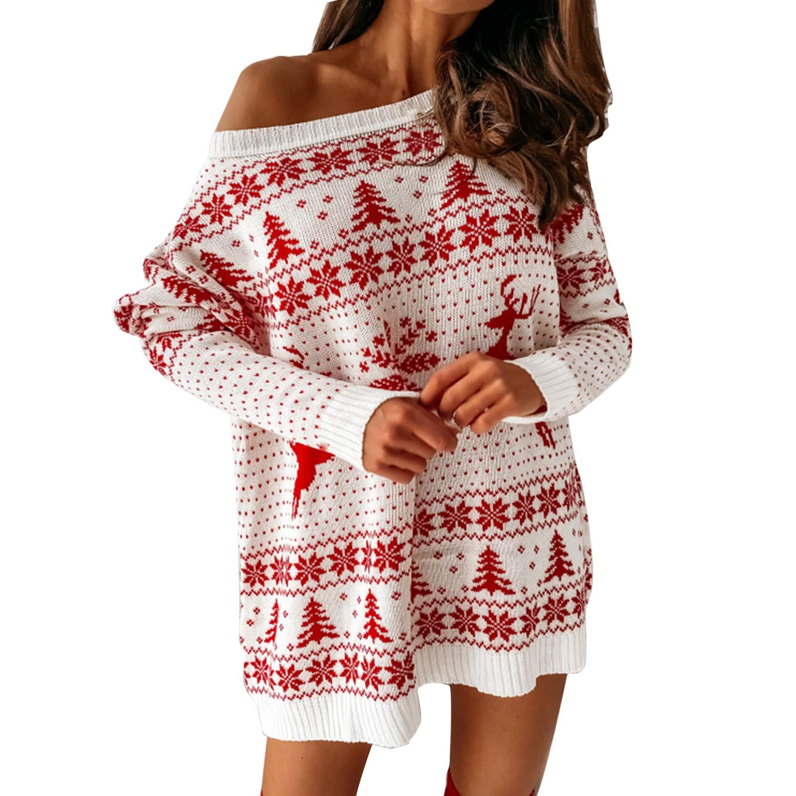 JINMGG Women's Ugly Christmas Sweater Dress - Sexy Holiday Wrap Midi Dress for Christmas Parties & Cocktail Events