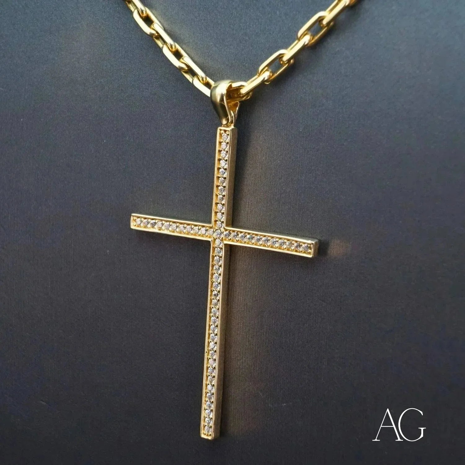 18k Gold Cross Pendant with Cubic Zirconia Stones - Elegant Religious Jewelry for Women, Gift for Baptism, First Communion & Special Occasions