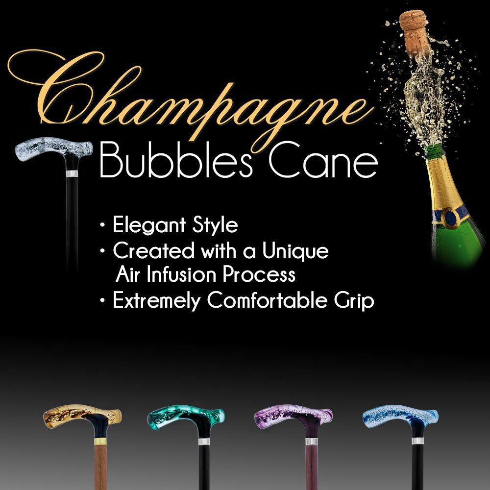 Black & Clear Acrylic Bubble Handle Walking Cane with Custom Wooden Shaft - Lightweight Support Cane for Seniors & Mobility Assistance (Indoor/Outdoor Use)