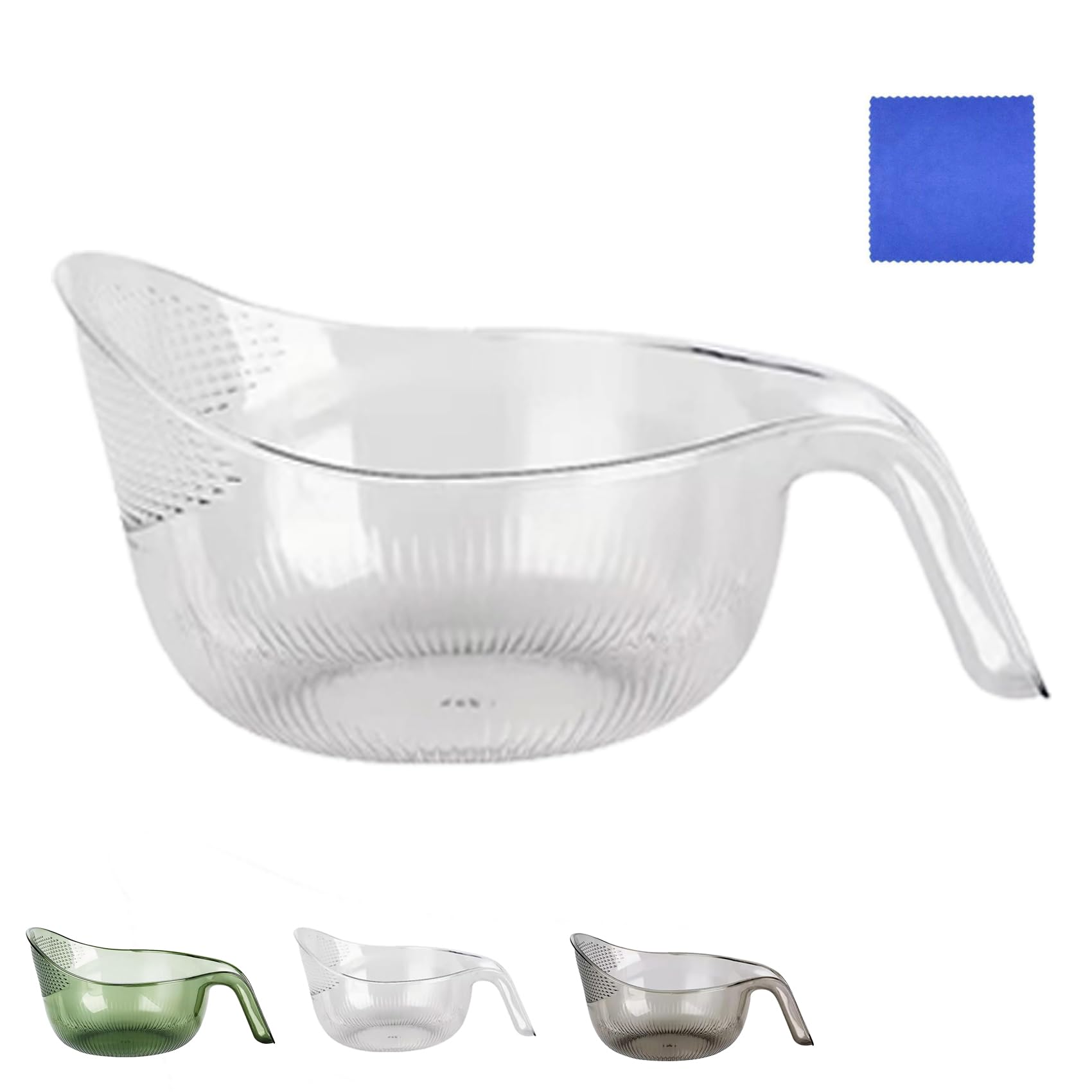 Premium Multifunctional Rice Strainer Bowl with Side Drainers - Durable Rice Washing Basket & Fruit/Vegetable Colander - Perfect for Washing Rice, Cleaning Fruits, and Draining Pasta (White) - Ideal for Kitchen, Camping, and Meal Prep