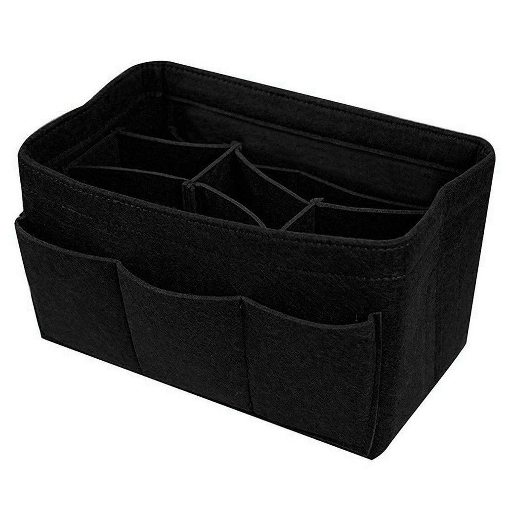 Multi-Pocket Felt Handbag Organizer with Zipper - Cosmetic Makeup Travel Purse Insert for Women | Perfect for Tote Bags, Backpacks & Suitcases