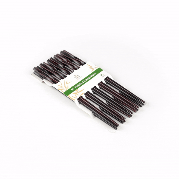 Premium Dark Brown Bamboo Twisted Chopsticks - 100 Count Bulk Box - Eco-Friendly & Durable for Sushi, Ramen, Asian Cuisine & Home Dining