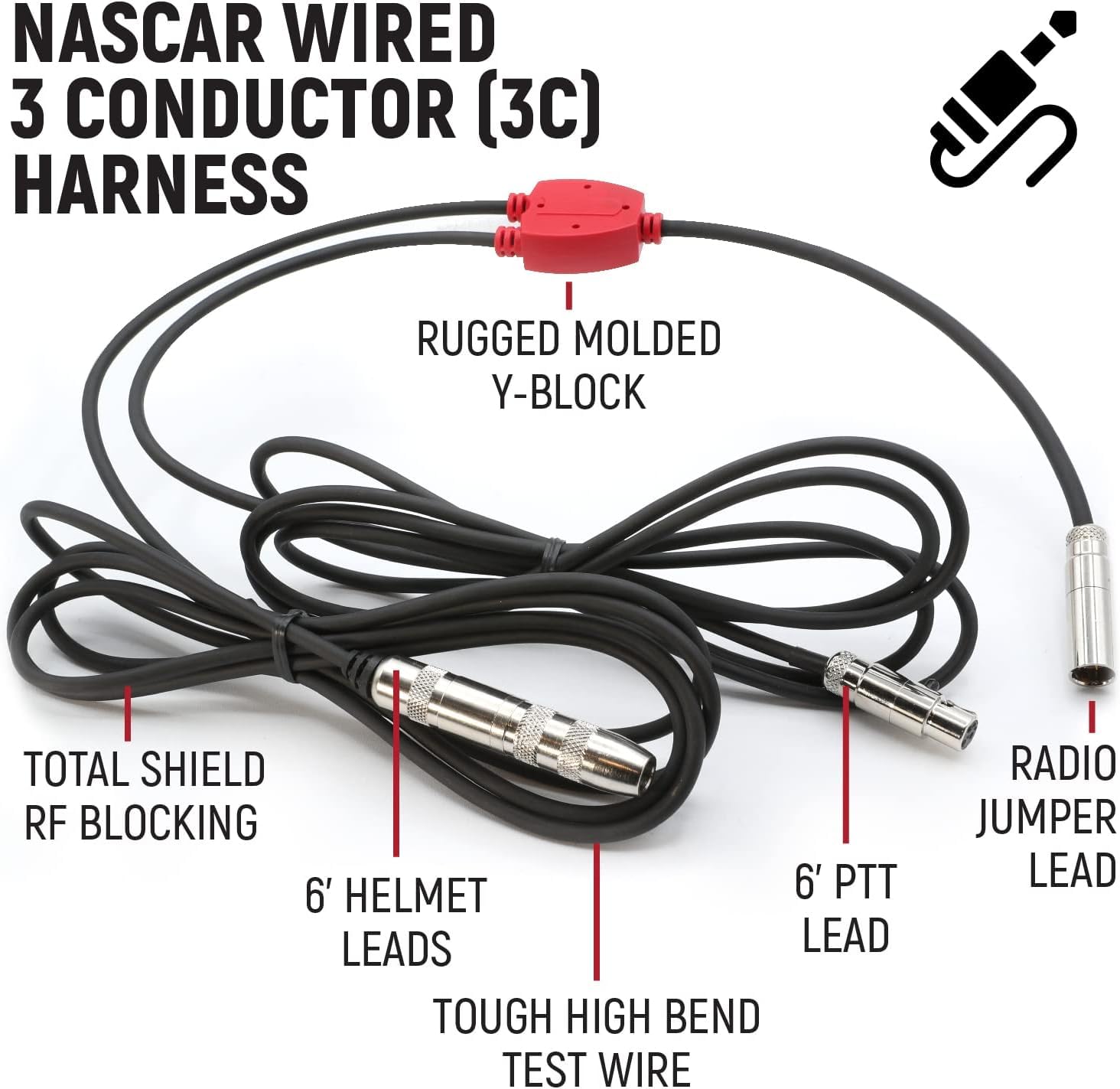 Rugged Radios NASCAR Wired Car Harness - Helmet Kit & Two-Way Handheld Radio Connector for Racing Communication | Perfect for Track Days, Off-Road Racing & Motorsport Events