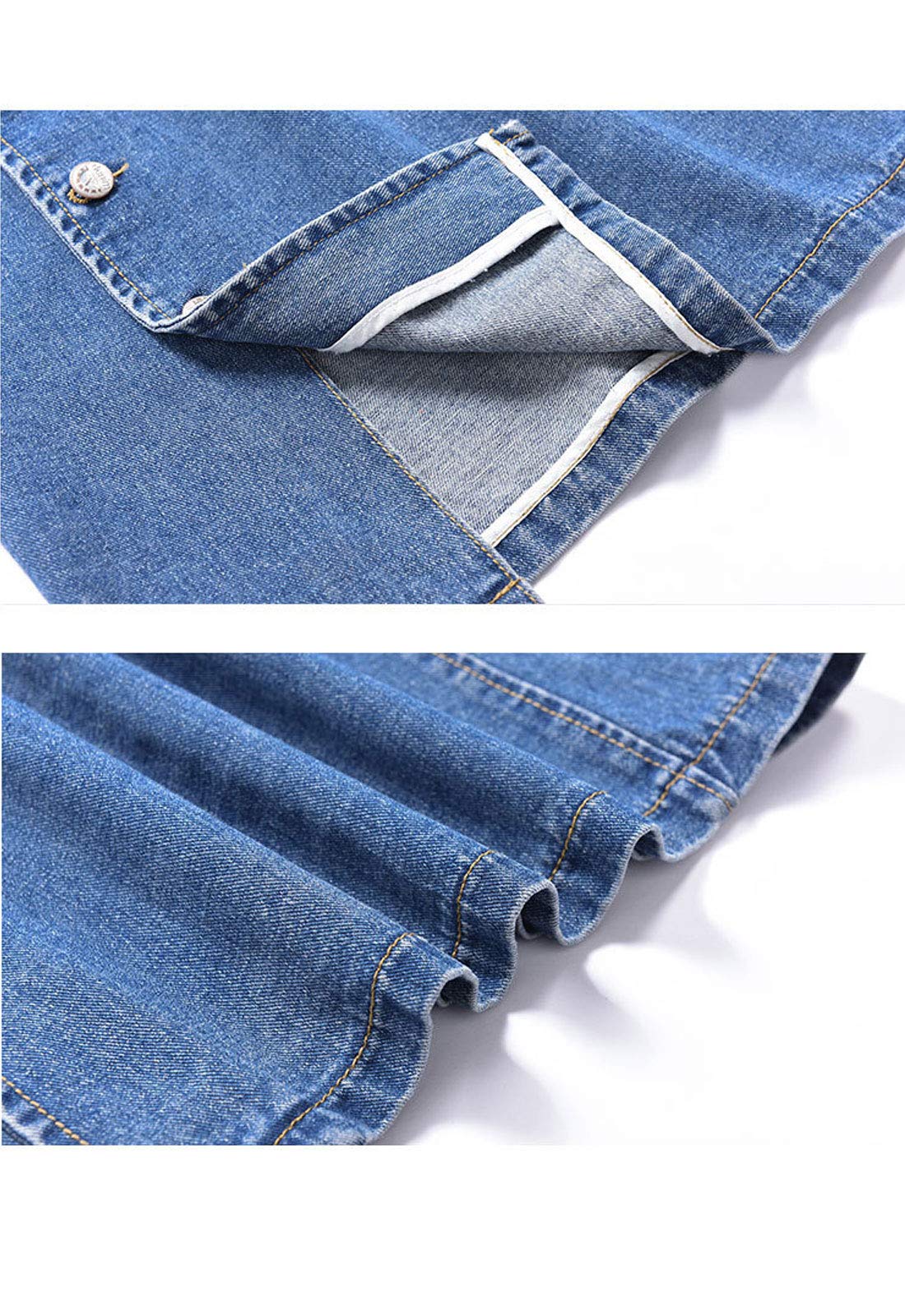 Flygo Women's Denim Overalls - Button Front Long Midi Pinafore Dress with Skirt for Casual Outings, Date Nights & Spring Fashion