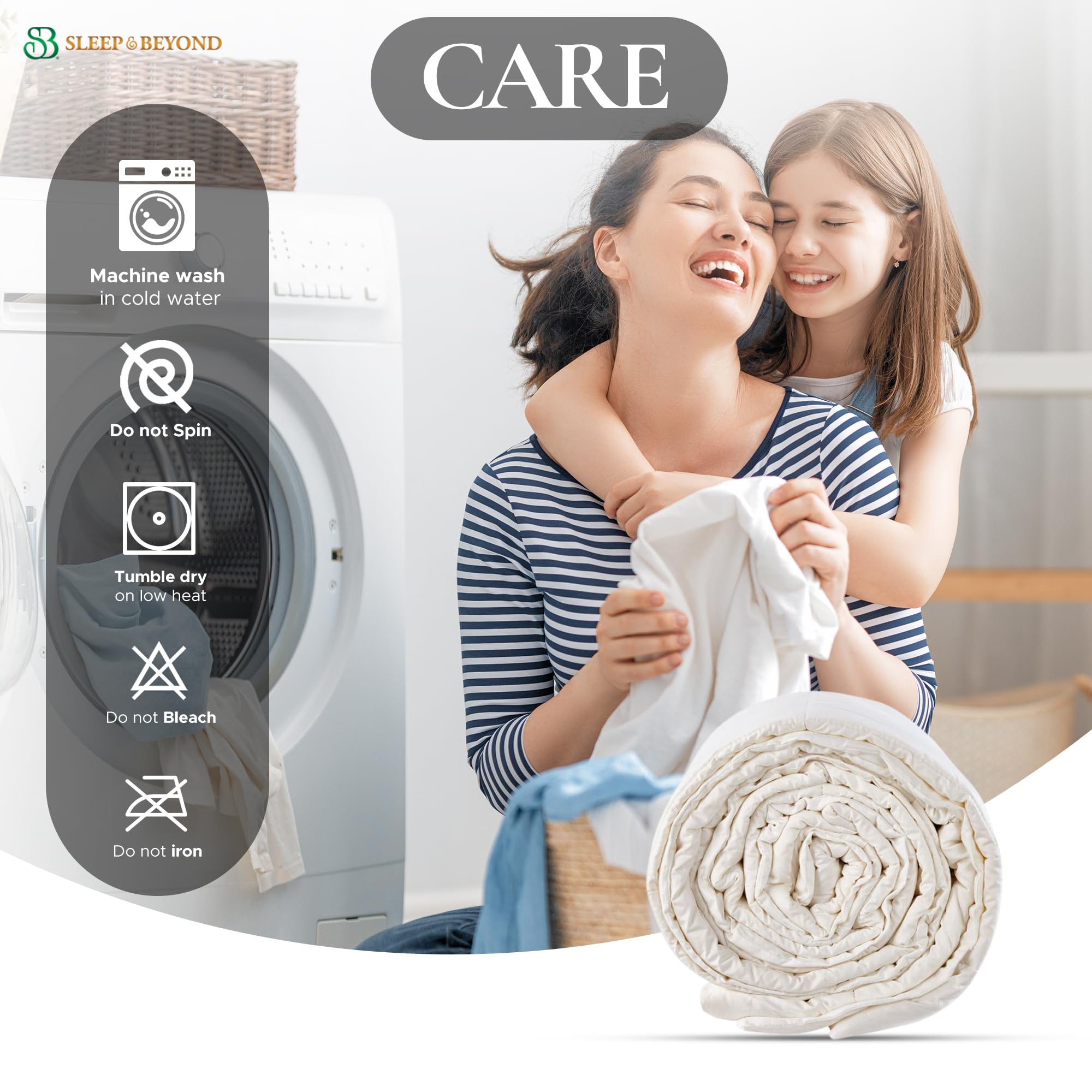 Sleep & Beyond myComforter Light - 100% Washable Wool Filled Comforter with 300TC Cotton Sateen Cover - Temperature Regulating & Moisture Wicking - Oeko-TEX Certified for Baby Crib (35x53 inches) - Perfect for Warm Weather & Nursery Comfort