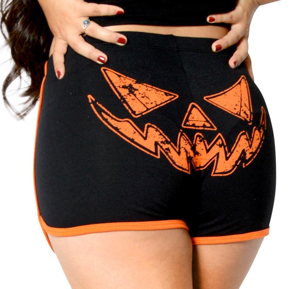 Kreepsville 666 Women's Spooky Halloween Cotton Running Shorts - Comfortable Workout & Jogging Shorts for Women, Perfect for Costume Parties, Gym, and Casual Wear
