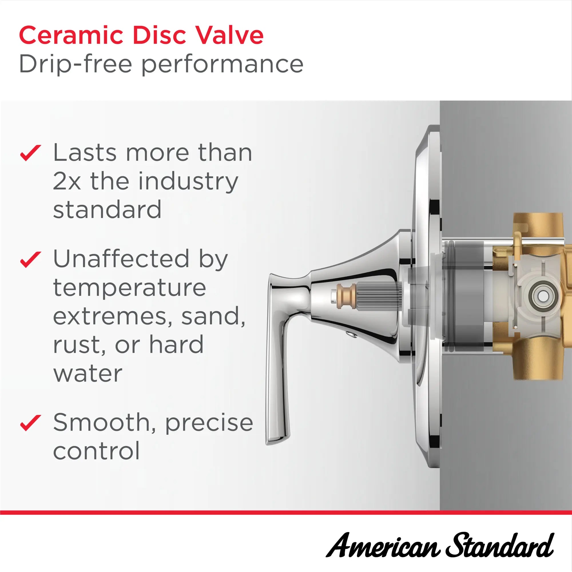Cadet 1.8 GPM Tub and Shower Trim Kit with Ceramic Disc Valve Cartridge & Lever Handle - Durable Bathroom Faucet Set for Modern Homes, Perfect for Bathroom Renovation and Daily Showering
