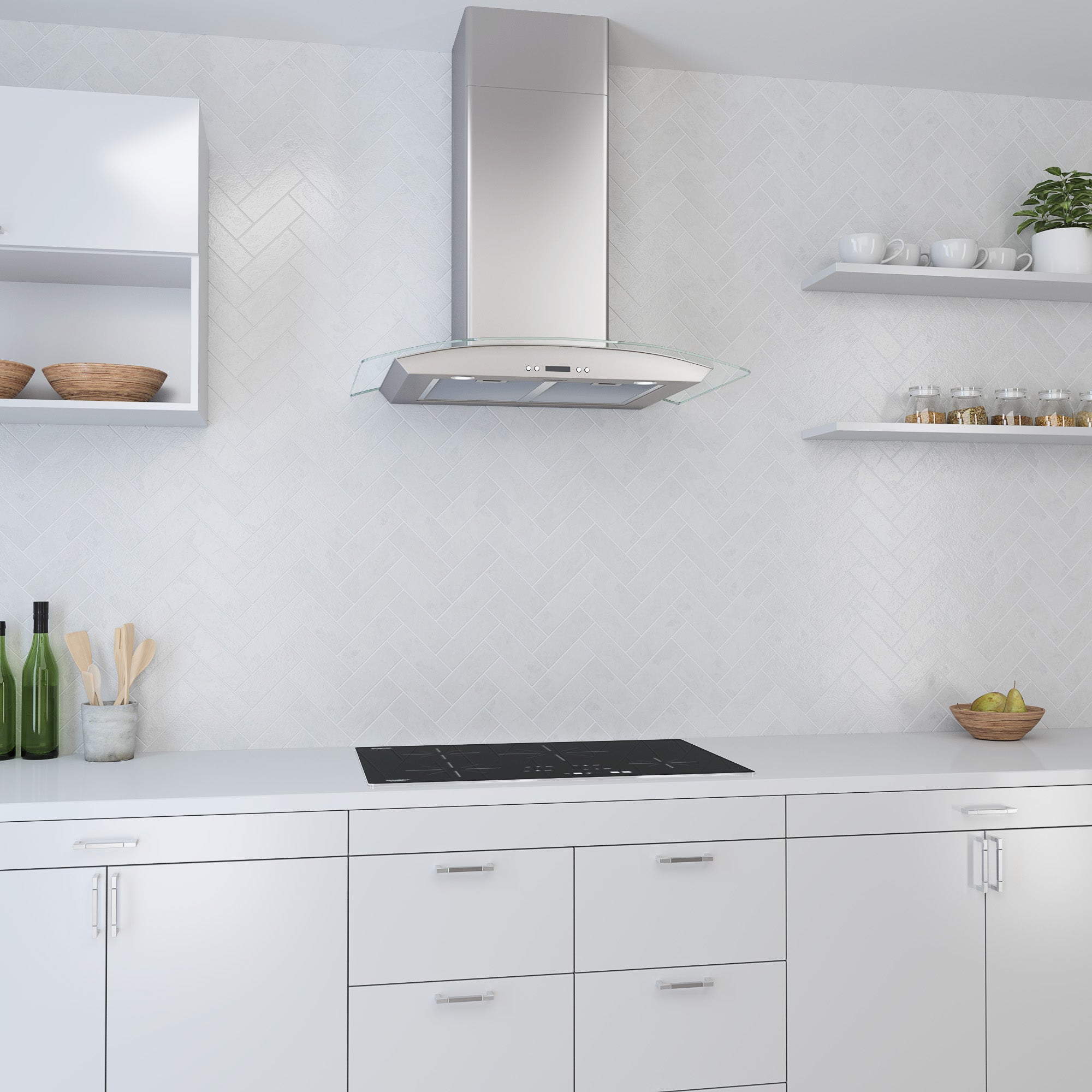 GCHD430 30-Inch Stainless Steel Glass Canopy Range Hood - Powerful Kitchen Ventilation for Smoke & Odor Removal - Perfect for Modern Homes & Restaurants