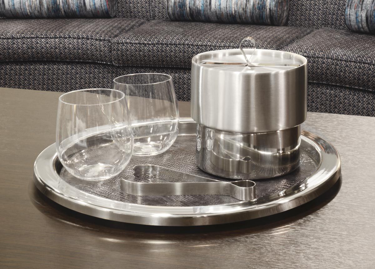 FOH Round Brushed Stainless Steel Serving Tray Set - 4-Piece Elegant Silver Platters for Appetizers, Desserts & Entertaining - Perfect for Parties, Weddings & Home Decor