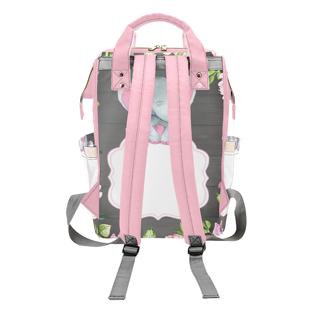 **Personalized Pink Elephant Diaper Backpack - Waterproof Baby Nursing Bag for Travel, Daycare & Outings - Cute Baby Shower Gift for Moms**    *(Use Case: Perfect for moms on-the-go, hospital visits, park trips, and everyday essentials storage.)*