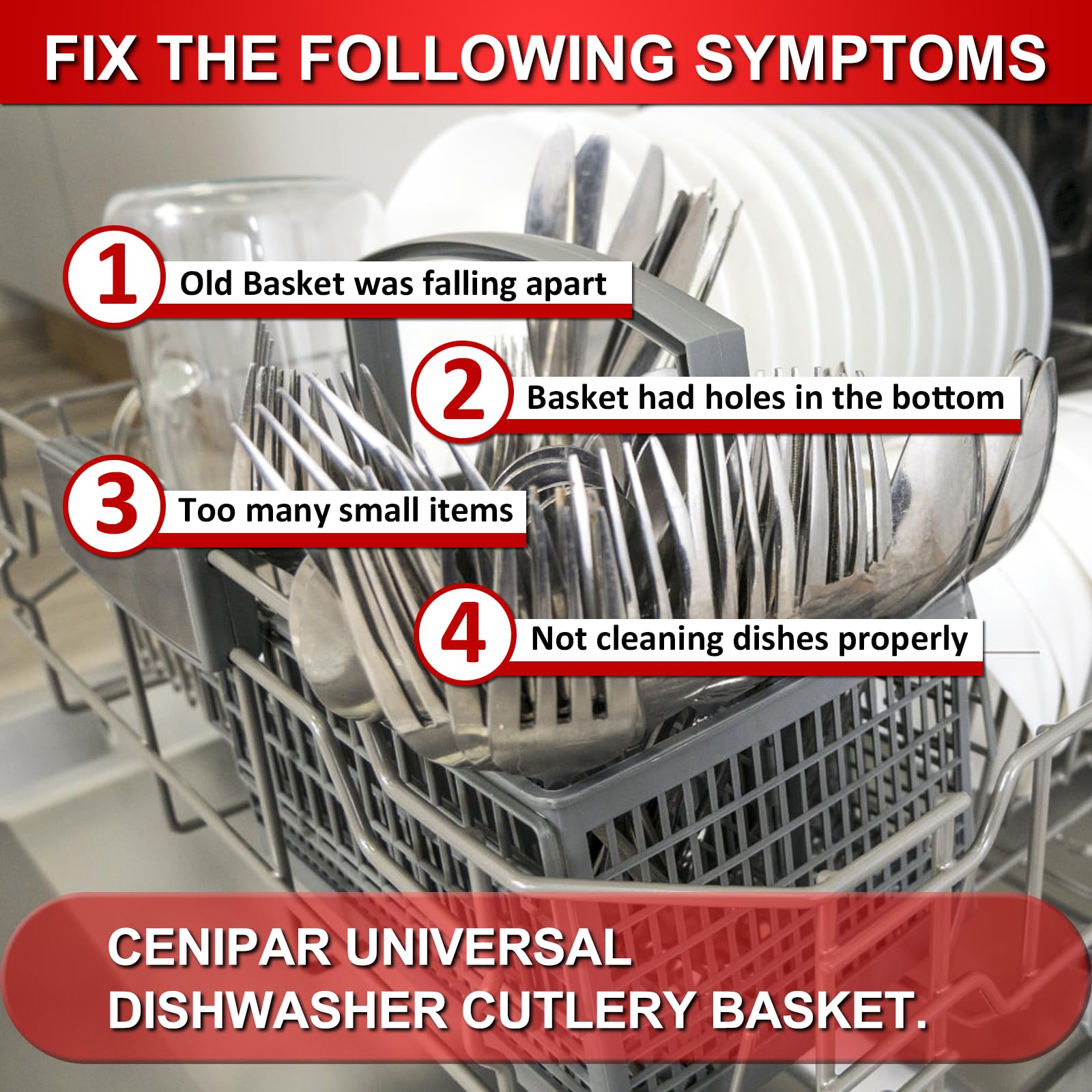 Upgraded Universal Dishwasher Silverware Basket Compatible with Whirlpool & Kitchenaid Dishwashers - Replaces 8531288, W10190415, AP6012898, PS11746119 - Perfect for Organizing Utensils in Your Kitchen