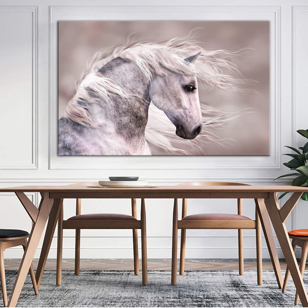 AMEMNY White Horse Head Wildlife Art Print - Modern Animal Painting for Wall Decor | Perfect for Living Room, Bedroom & Office