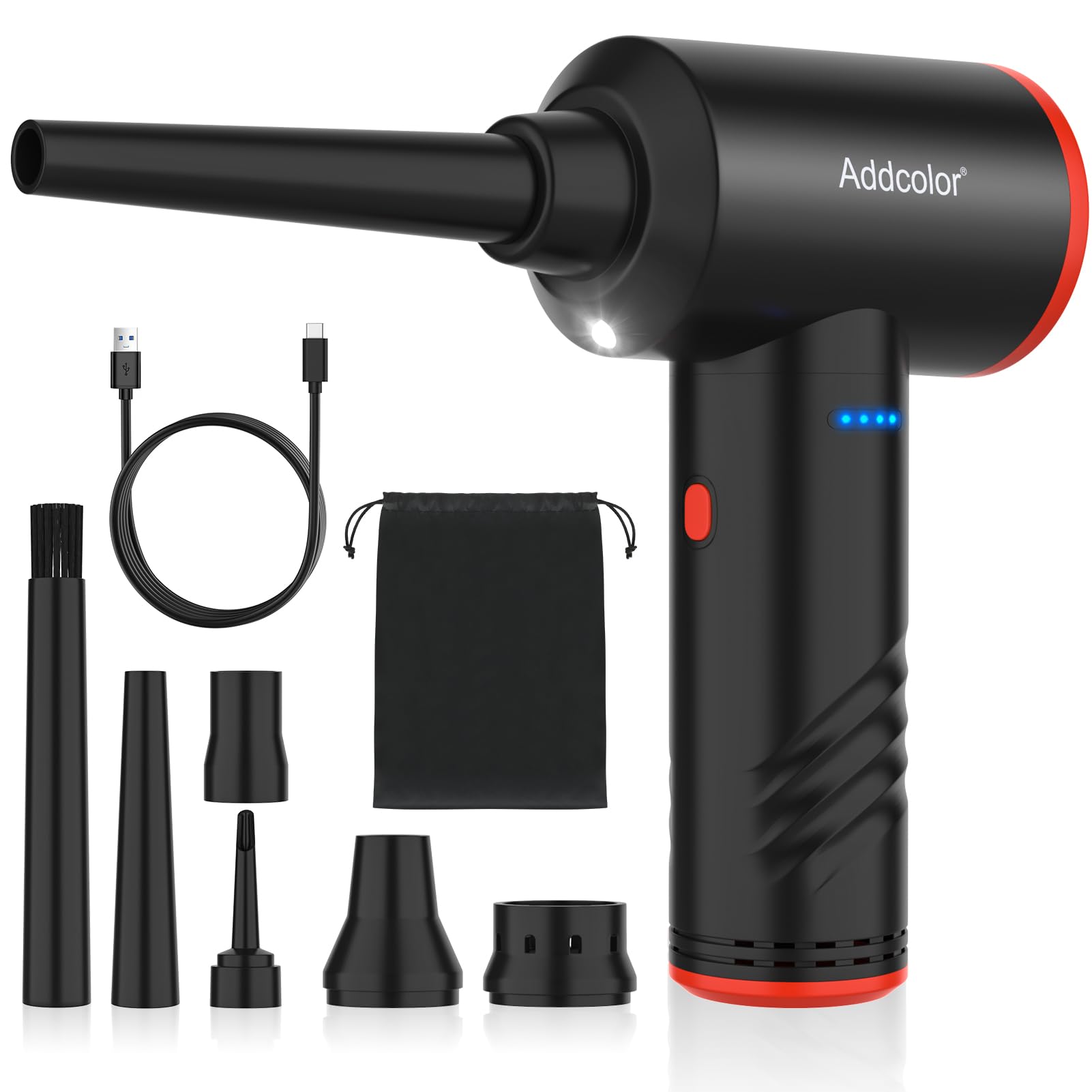 Electric Air Duster 6000mAh Battery - Cordless Keyboard Cleaner with 3 Adjustable Speeds & LED Light | Reusable Compressed Air for Computers, Electronics, Office Equipment | Perfect for PC Maintenance, Keyboard Cleaning, and Dust Removal