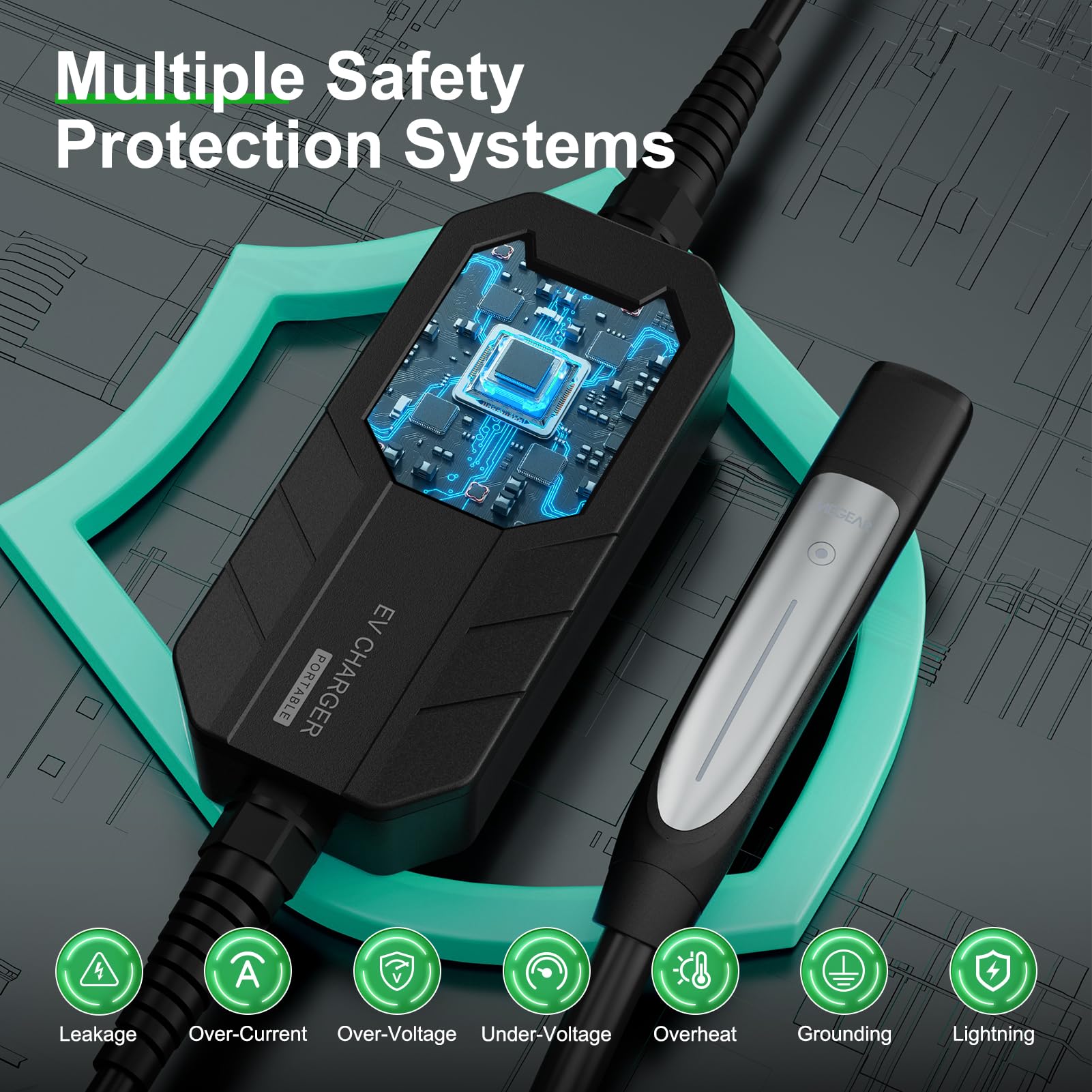 16 Amp Level 1-2 Tesla Charger with NEMA 6-20 Plug & 5-15 Adapter | Portable EV Charger for Tesla Model X/Y/3/S & Cybertruck | Home & Travel Electric Vehicle Charging Solution