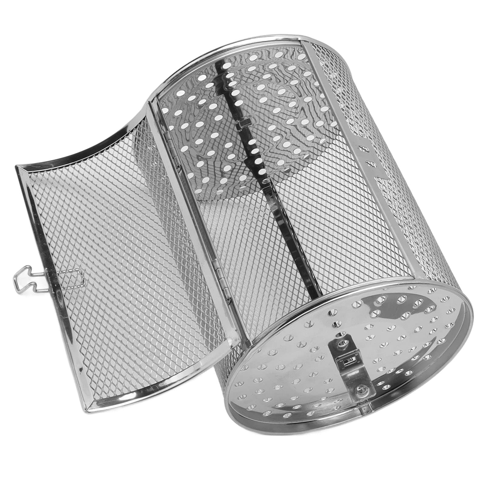 Stainless Steel Rolling Grill Basket with Removable Door - Anti-Oven Cage for BBQ, Camping & Outdoor Cooking - Perfect for Grilling Vegetables, Seafood & Meats at Picnics & Backyard Parties