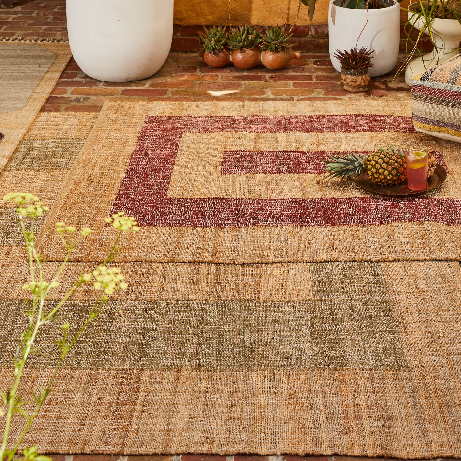 Adrienne Jute Rug in Sage Green - Natural Handwoven Area Rug for Living Room, Bedroom & Boho Home Decor