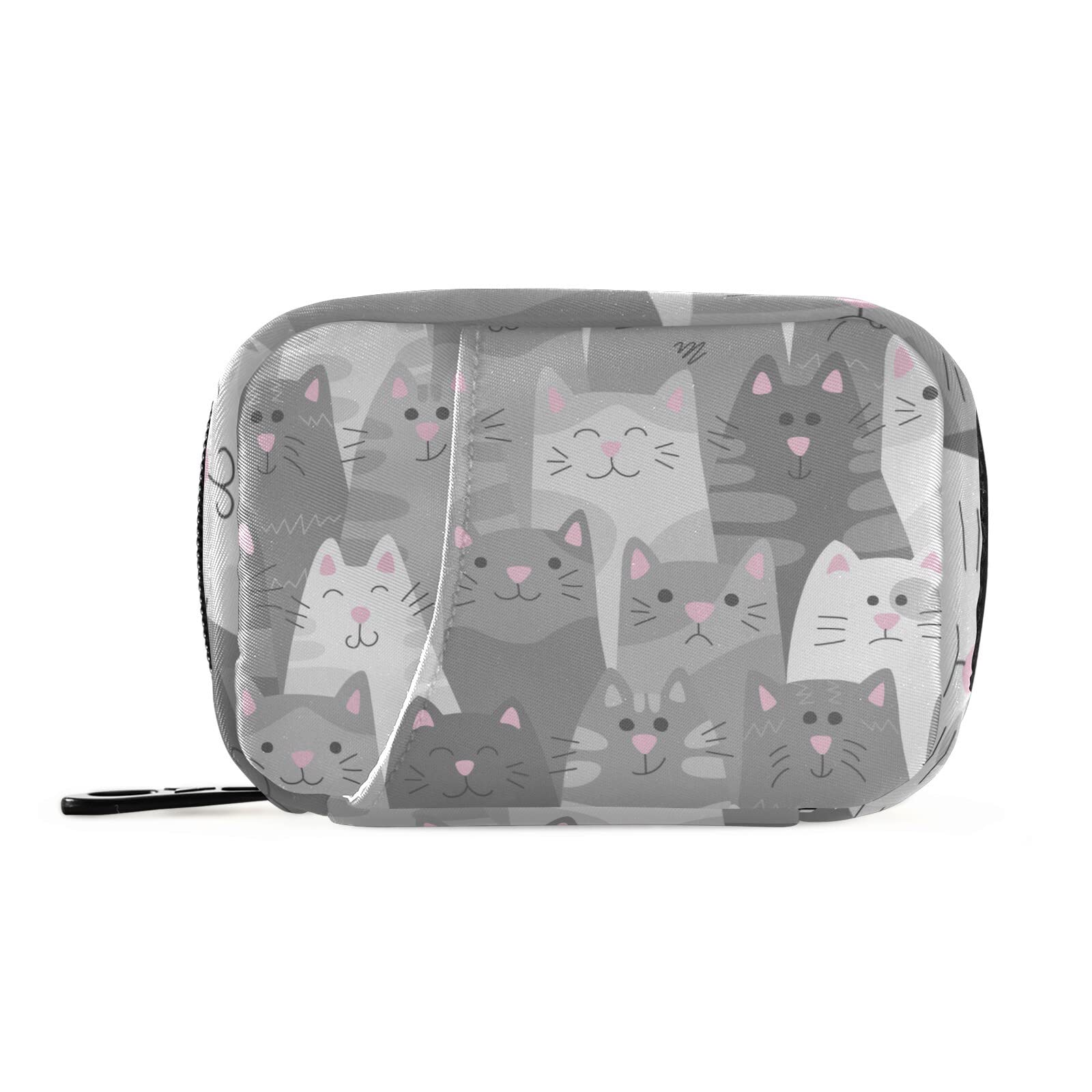 ALAZA 7-Day Grey Cat Pill Organizer - Portable Travel Pill Case with Zipper, Compact Weekly Medication Box for Vitamins & Supplements | Perfect for Travel, Camping, Business Trips & Family Use