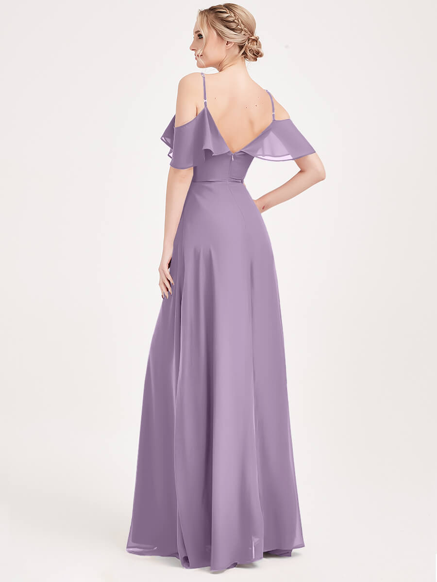 Elegant Dusty Purple Chiffon Bridesmaid Dress - 3-Way Convertible Design for Weddings, Parties & Special Occasions